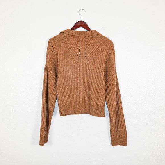 Rag & Bone NY Small Maxine Ribbed Polo Sweater in Camel Brown - Picture 8 of 10